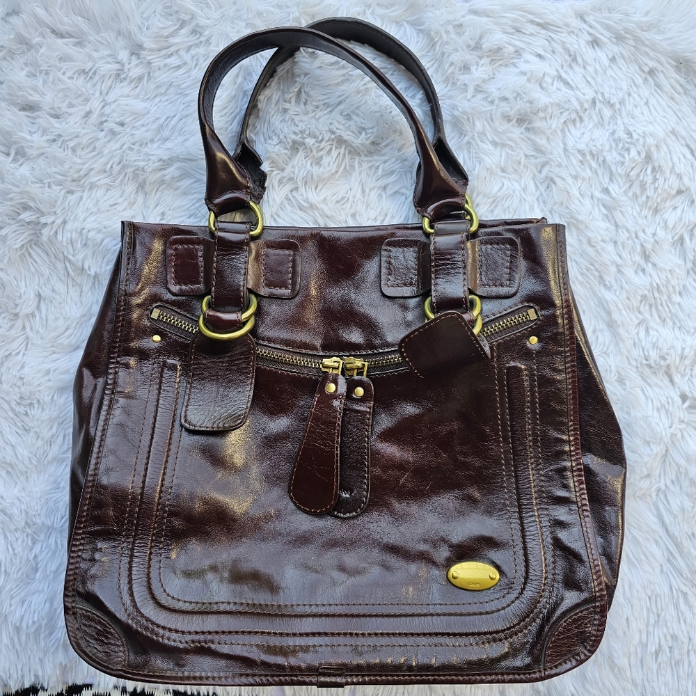 Chloe Bay hobo tote patented leather.